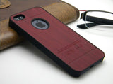 Classic wood Vintage Retro Style PU leather with hard case for iphone 4 4S